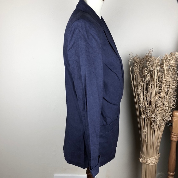 VINTAGE LINEN Blend Blazer Blue Size 10P - Picture 2 of 7